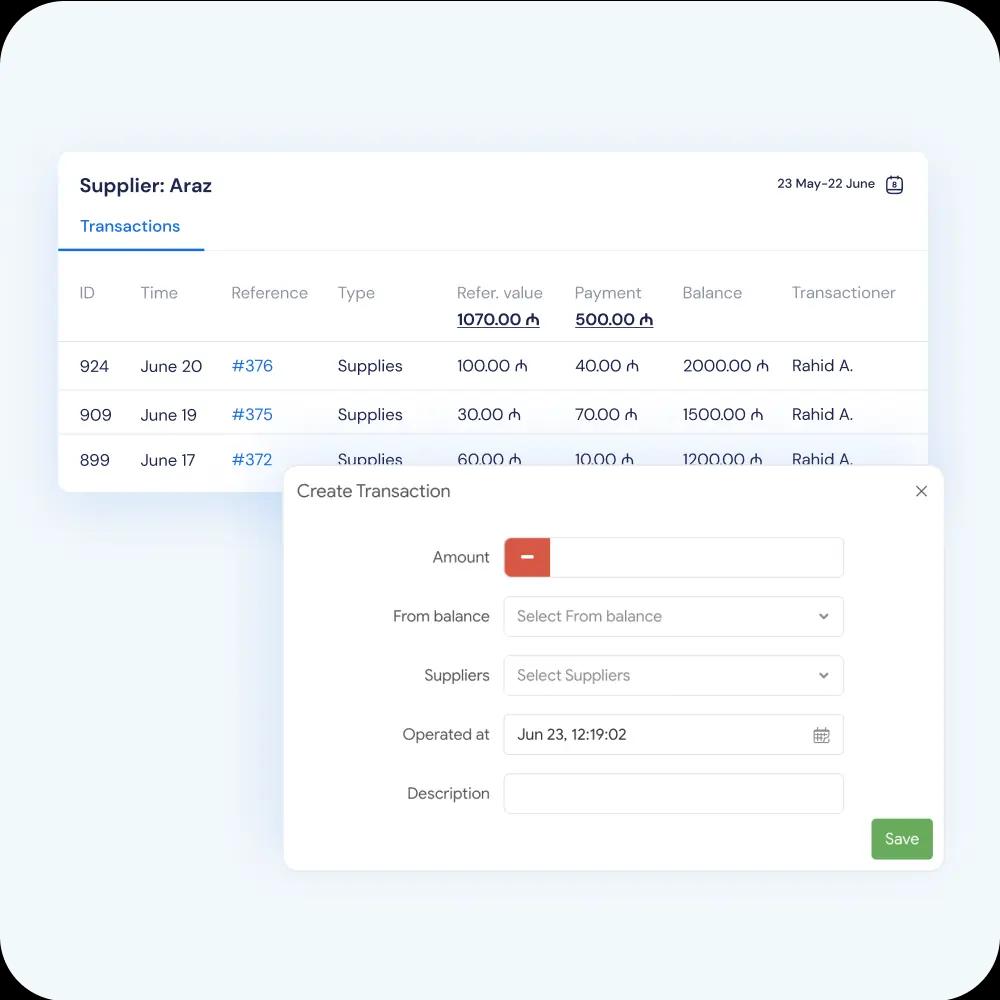 Suppliers and transactions