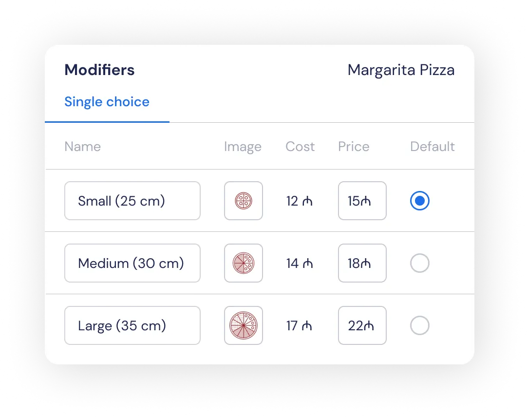 Single choice modifier