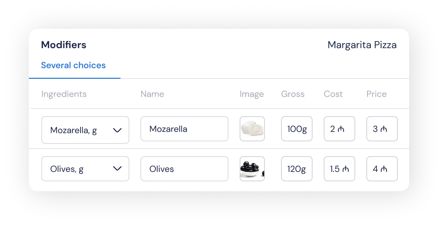 Multiple choice modifier